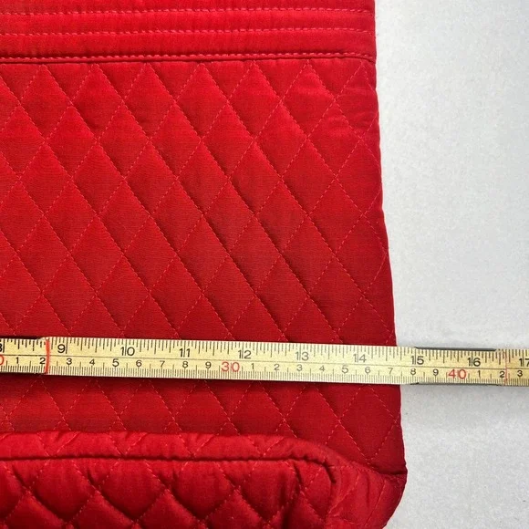 Vera Bradley Red Quilted Tote Bag Polka Dot Lining Toggle Closure w Wristlet Set - Picture 6 of 9